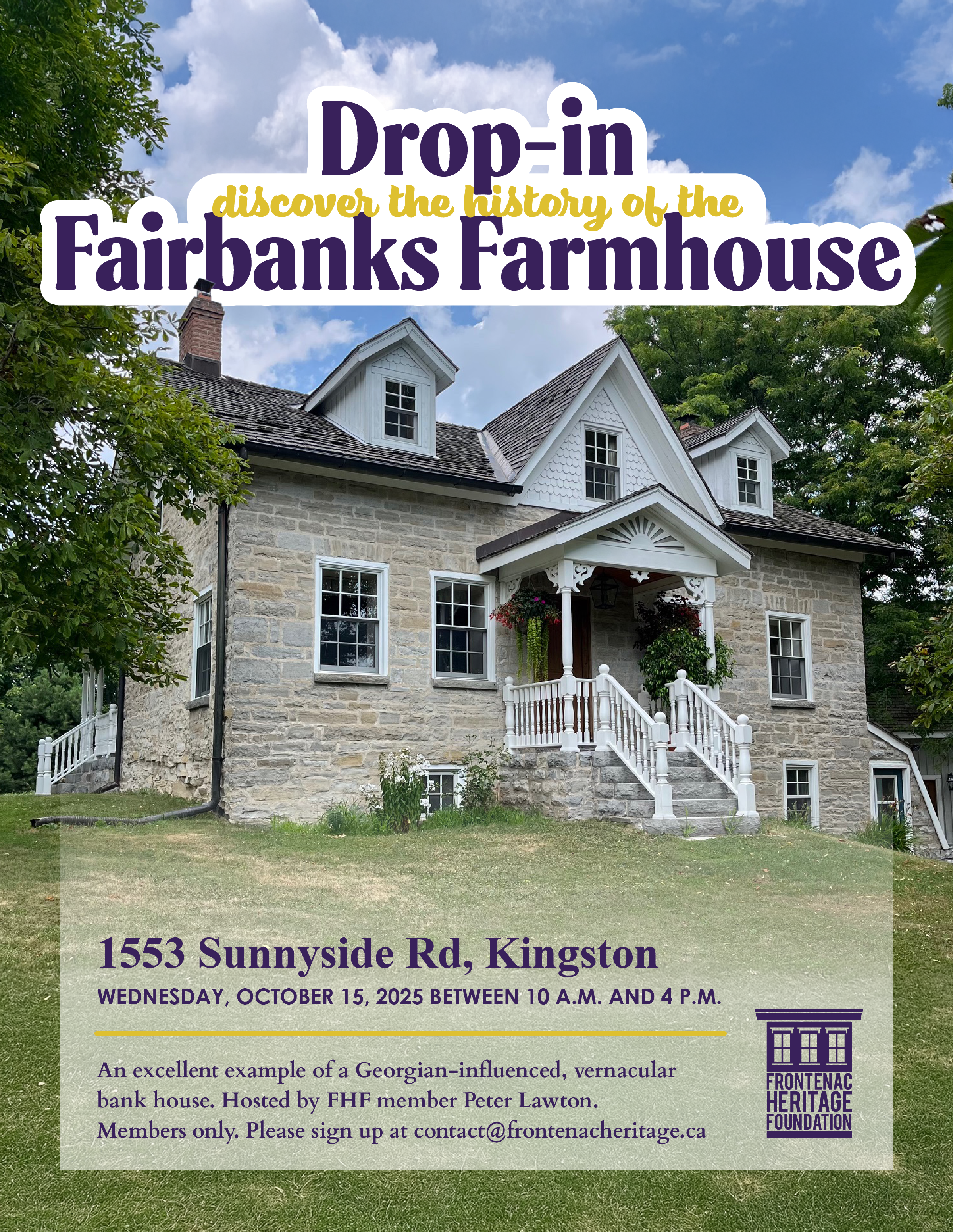Wednesday, October 15 - Tour of Fairbanks Farmhouse, 1553 Sunnyside Rd by FHF member Peter Lawton