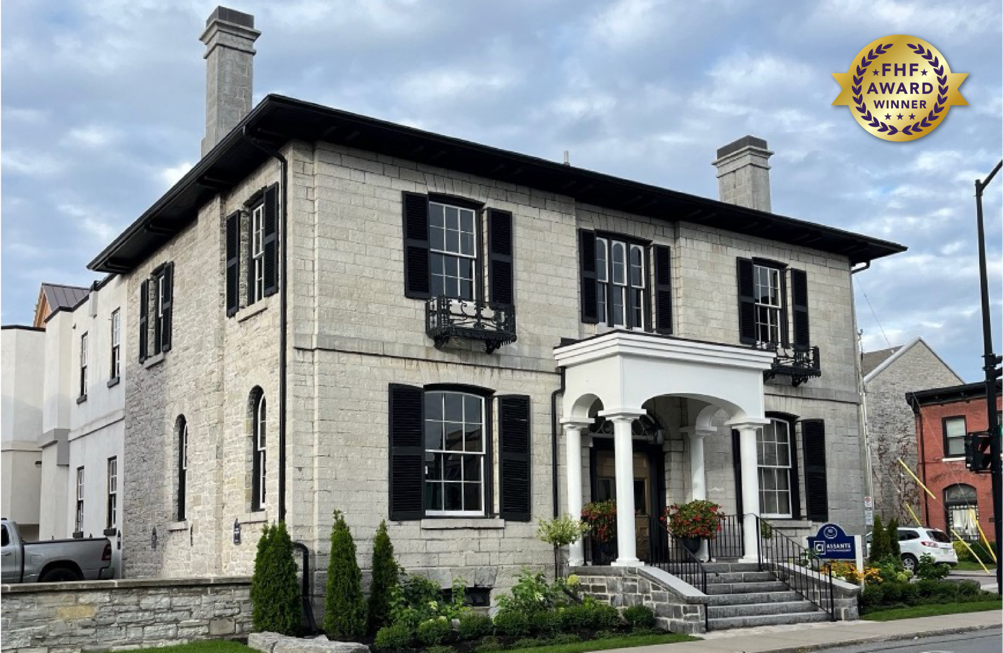 Limestone building at the southwest corner of Johnson and Wellington Streets constructed in 1851, designed by William Coverdale.