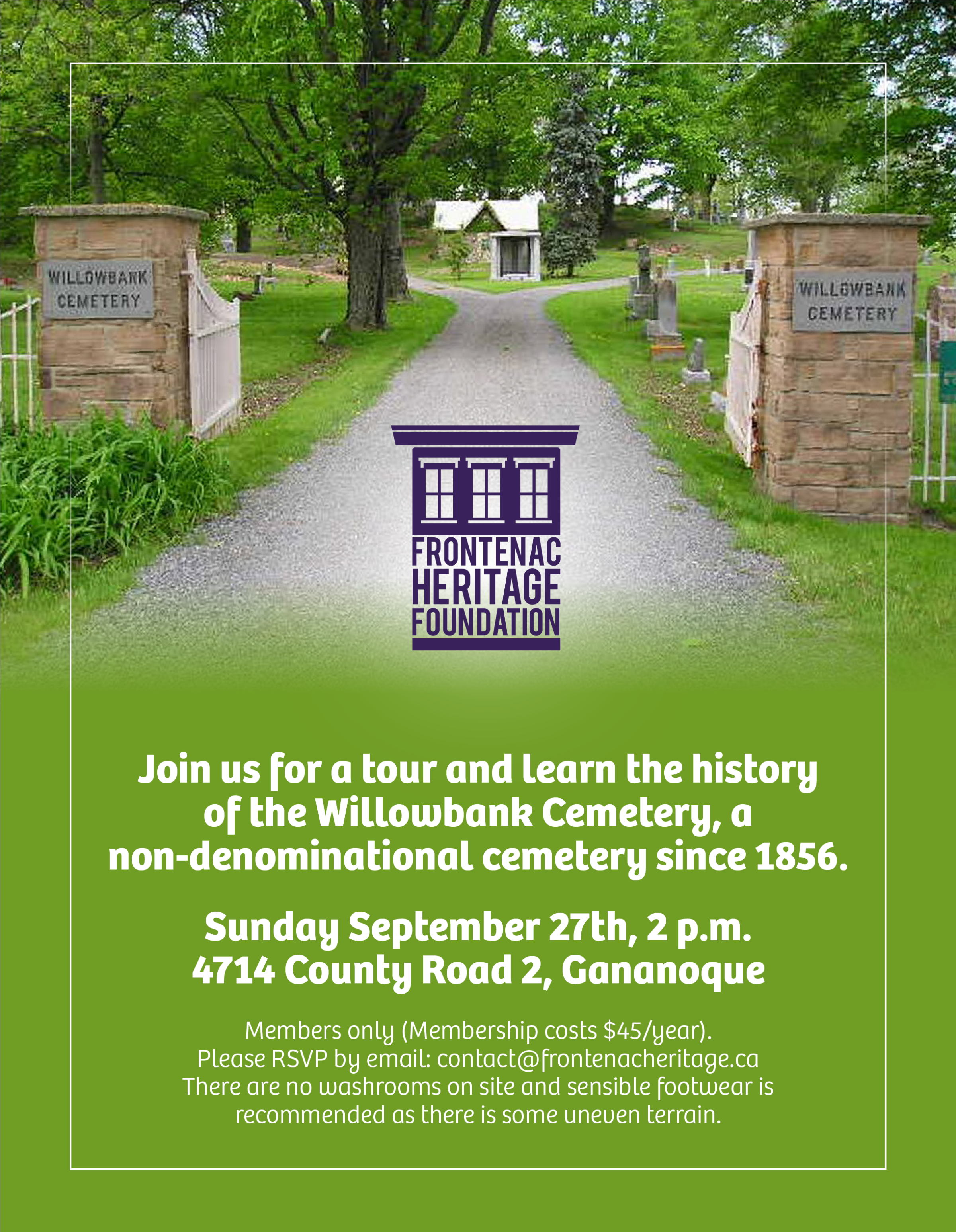poster for Cemetery tour in Gananoque on September 27, 2026